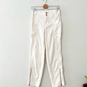 Anthro Pilcro and the Letterpress Pants Off White Corduroy Ankle Zip Casual 26